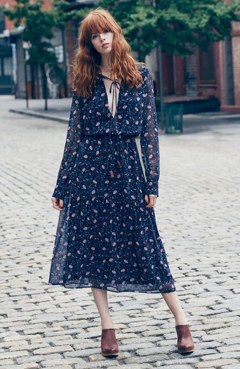 WAYF Keyhole Midi Dress, Alternate, color, 