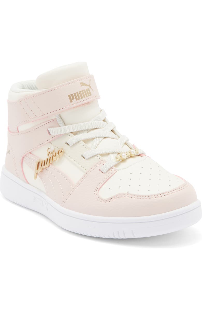 PUMA Kids' Rebound Layup High Top Sneaker, Main, color, Frosted Ivory/ Island Pink