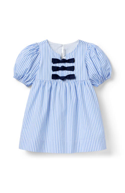 Janie And Jack Striped Bow Dress In Blue