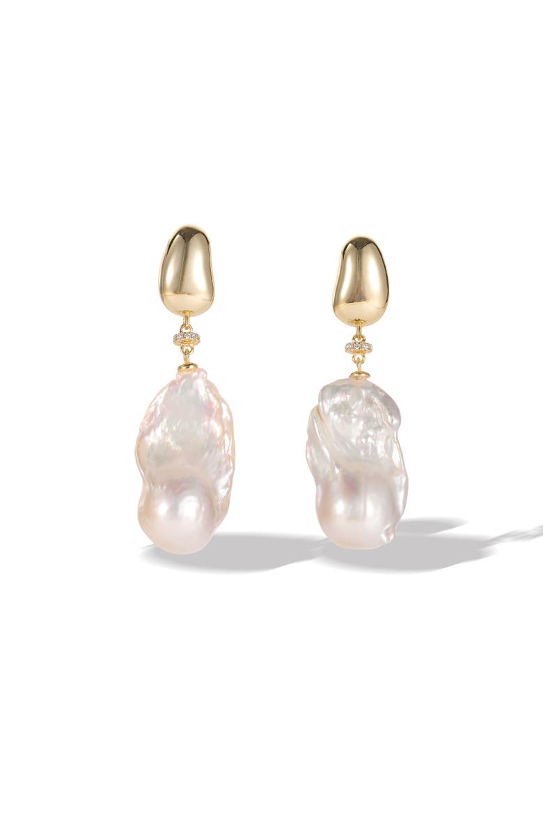 Classicharms Doris Large Freshwater Baroque Pearl Drop Earrings, Main, color, Gold