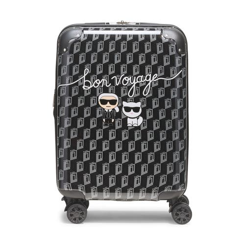 Karl Lagerfeld Bon Voyage 21" Upright Carry On In Black/grey