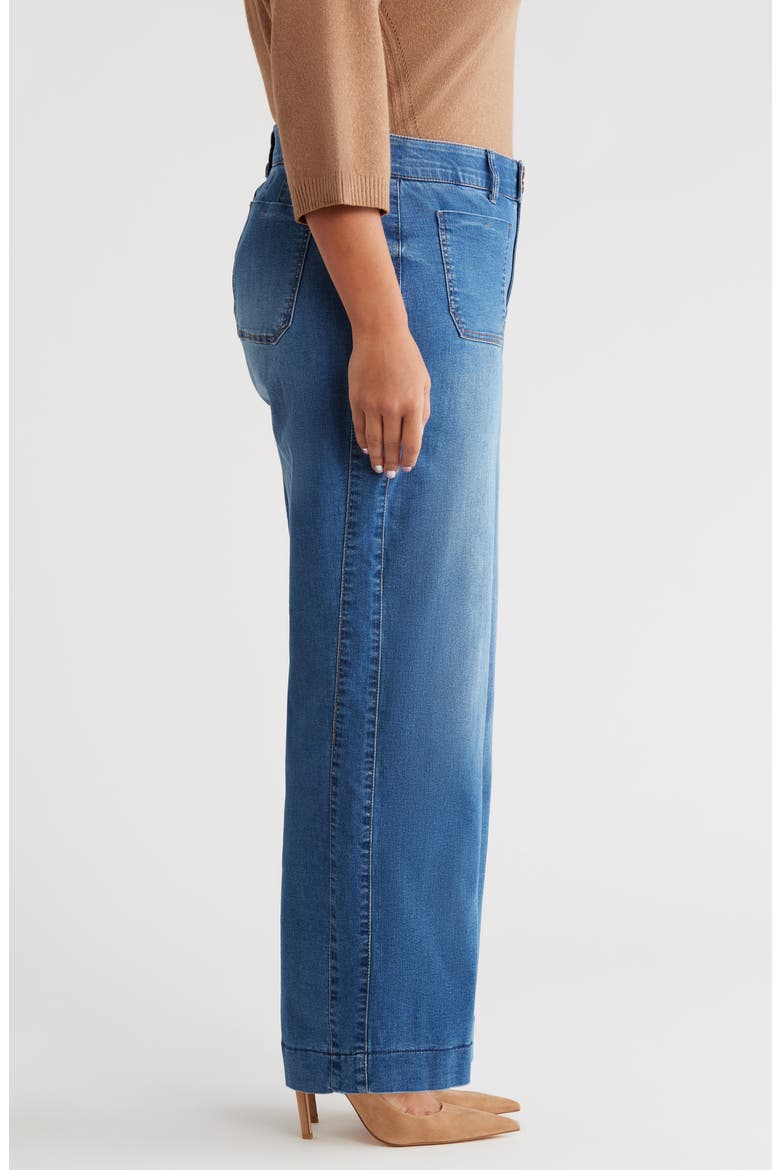 Patch Pocket High Waist Wide Leg Jeans, Alternate, color, BLUE