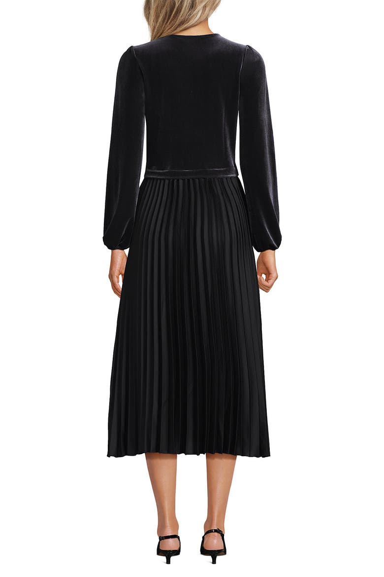 Velvet and Satin Duet Midi Dress, Alternate, color, Black
