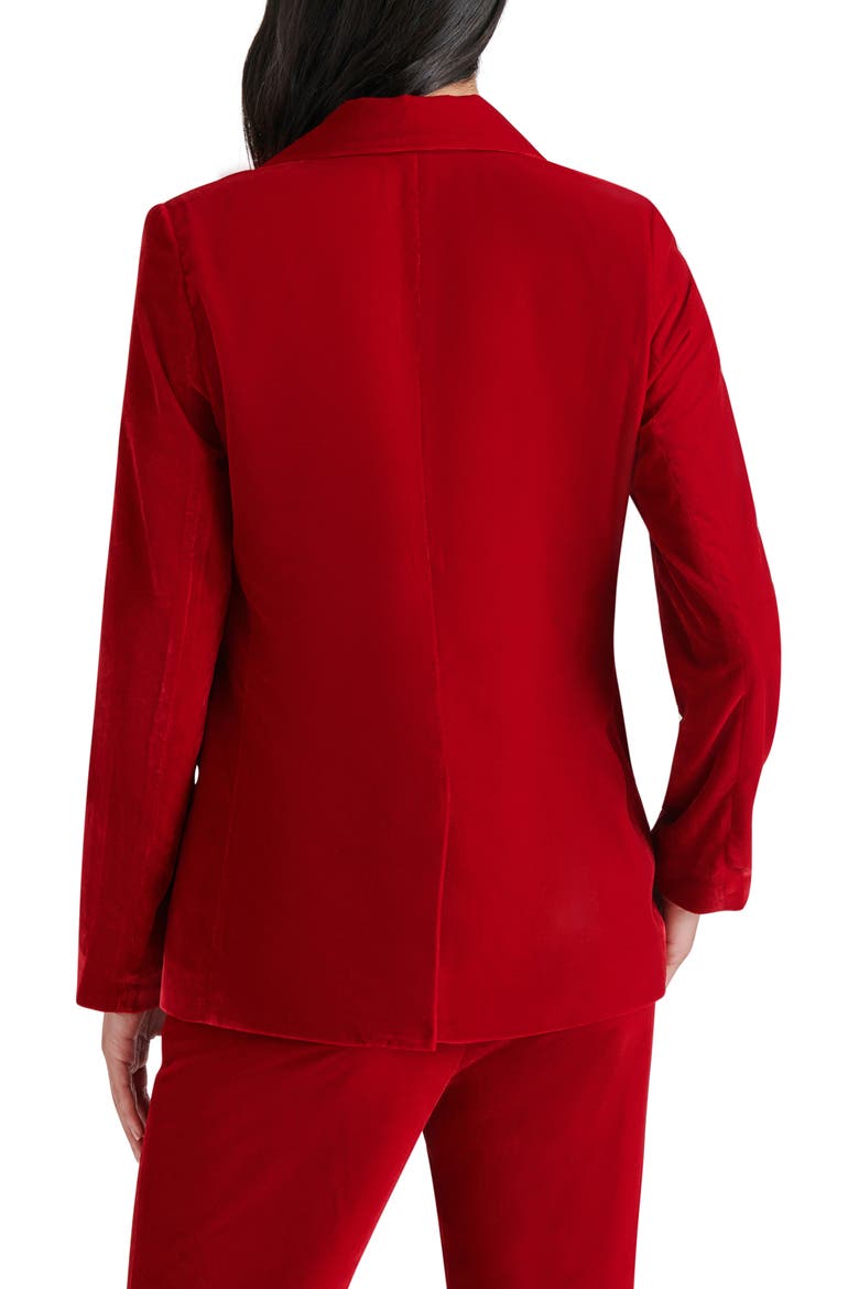 Merene Rosette Detail Velvet Blazer, Alternate, color, RED VELVET