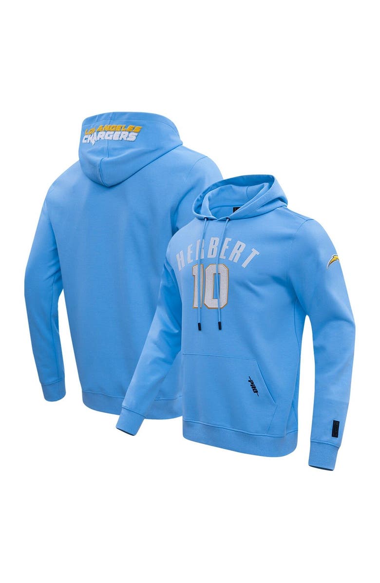 PRO STANDARD Men's Pro Standard Justin Herbert Powder Blue Los Angeles Chargers Player Name & Number Pullover Hoodie, Main, color, 