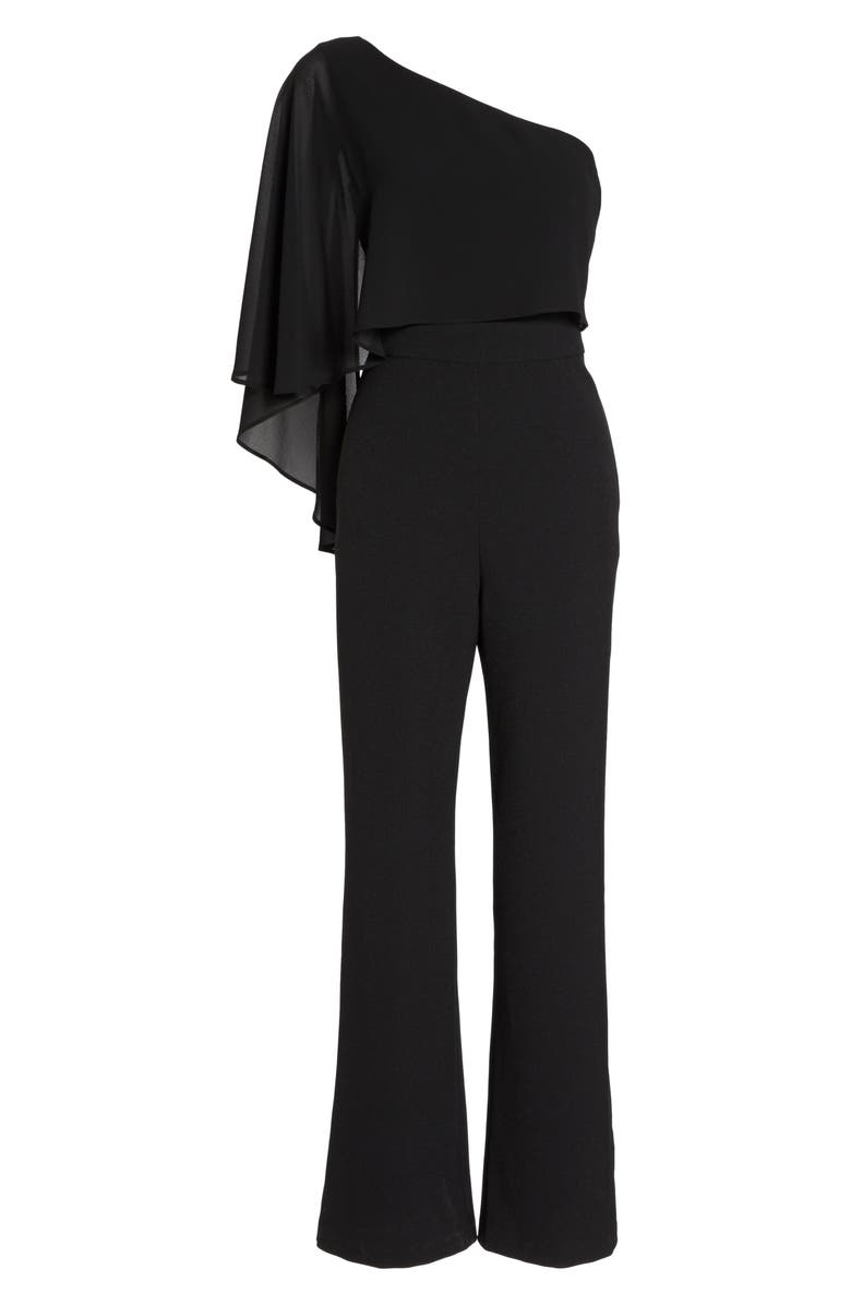 Vince Camuto Cape Overlay One-Shoulder Jumpsuit, Alternate, color, 