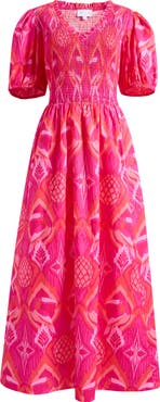 SUGARLIPS Prissa Ikat Brenty Smocked Maxi Dress