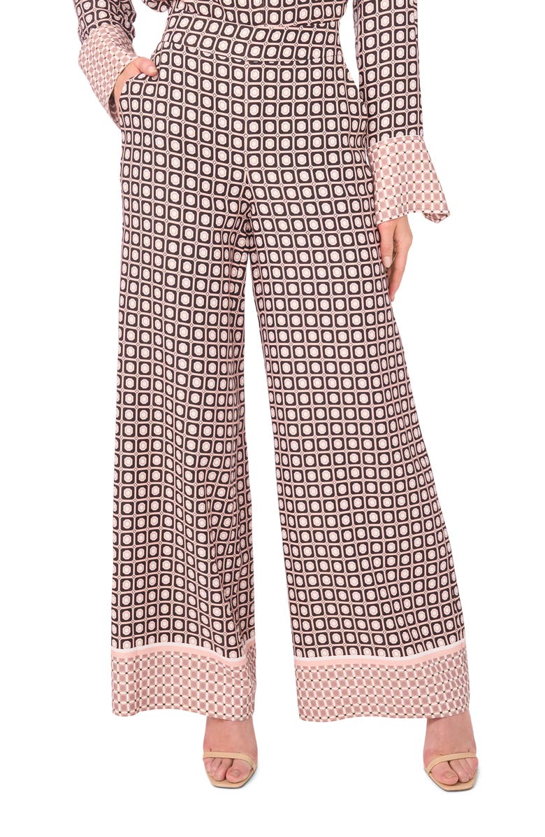 Ted Baker Maya Geo Print Wide Leg Pants, Main, color, Blushing