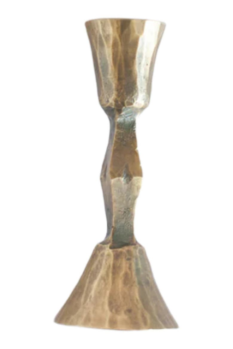 Low Diamond Hand-Forged Iron Candle Stand - Set of 2, Alternate, color, Brass