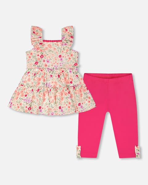 Tunic and Organic Cotton Printed Flowers Capri Set (Baby)
