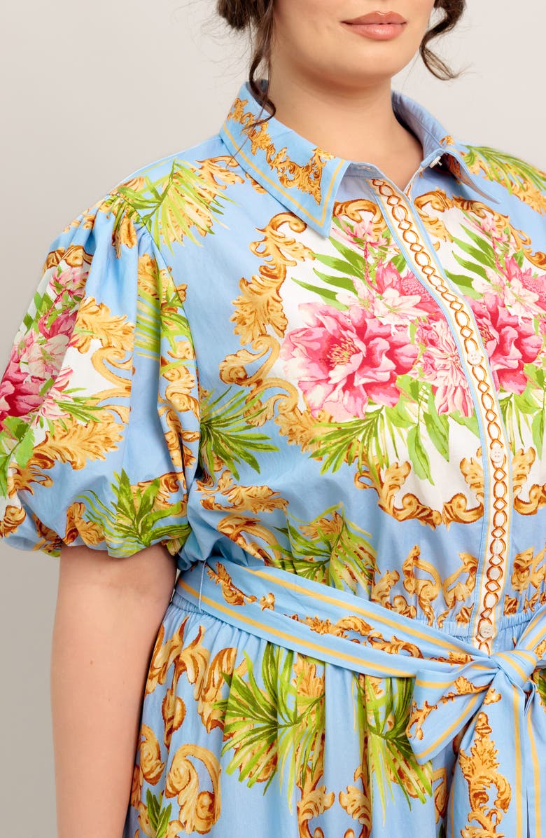 FLYING TOMATO Print Tie Waist Shirtdress, Alternate, color, Light Blue Multi