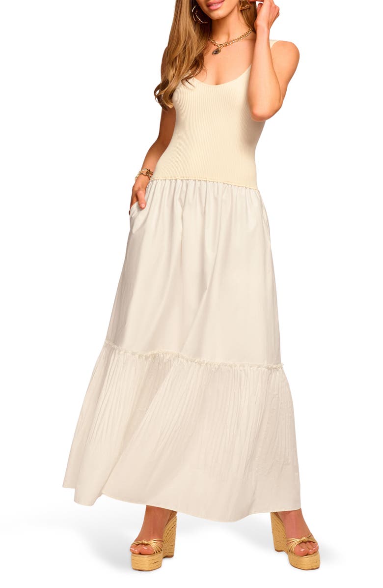 Ramy Brook Dawson Mixed Media Maxi Dress, Main, color, Ivory