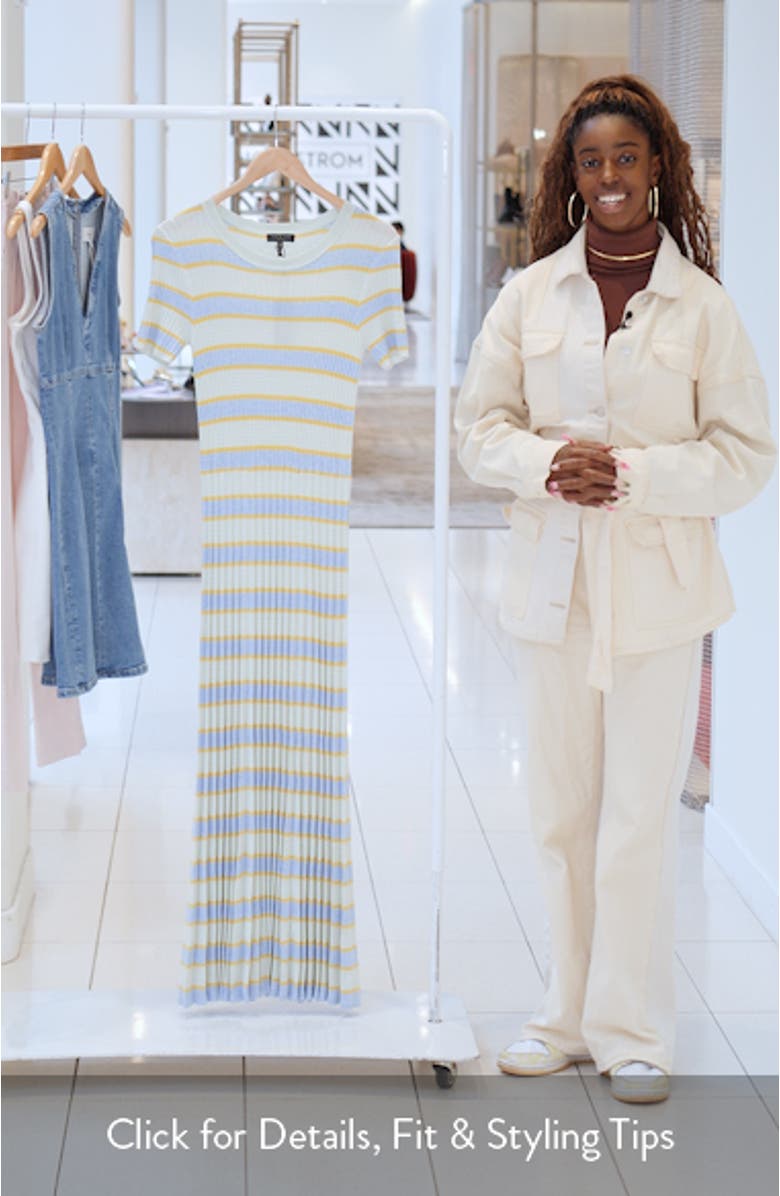 Eloise Stripe Pleated Rib Sweater Dress, sales video thumbnail