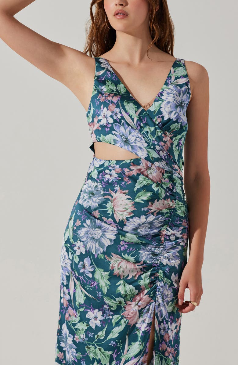 ASTR the Label Floral Ruched Cutout Dress, Alternate, color,