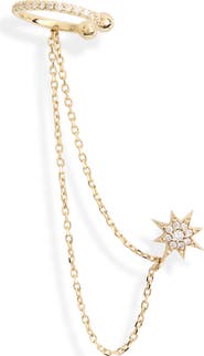 Anzie North Star Stud & Ear Cuff Chain Single Earring