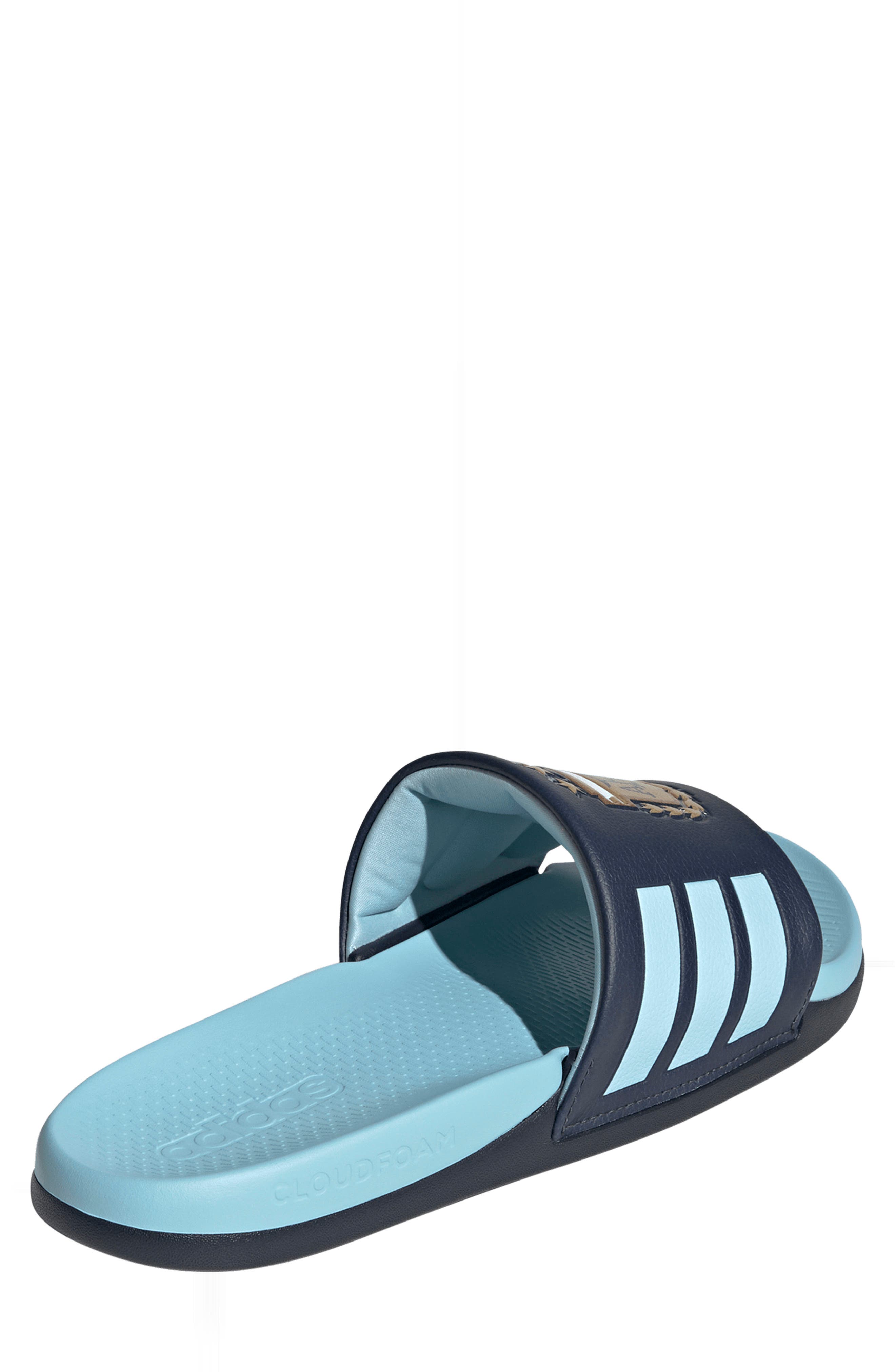adidas Gender Inclusive Adilette Comfort 2.0 Argentina Slide Sandal, Alternate, color, Navy/ Dark Gold/ Icey Blue