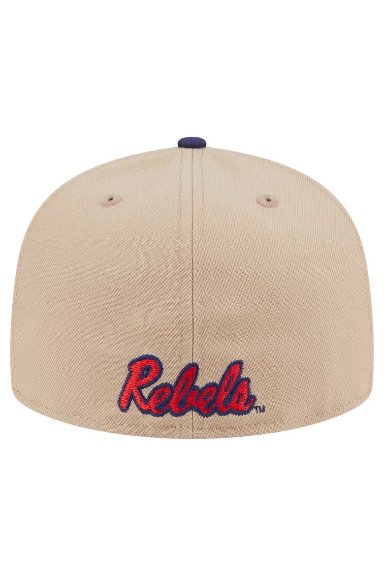 Men's New Era  Khaki Ole Miss Rebels Two-Tone 59FIFTY Fitted Hat, Alternate, color, Khaki