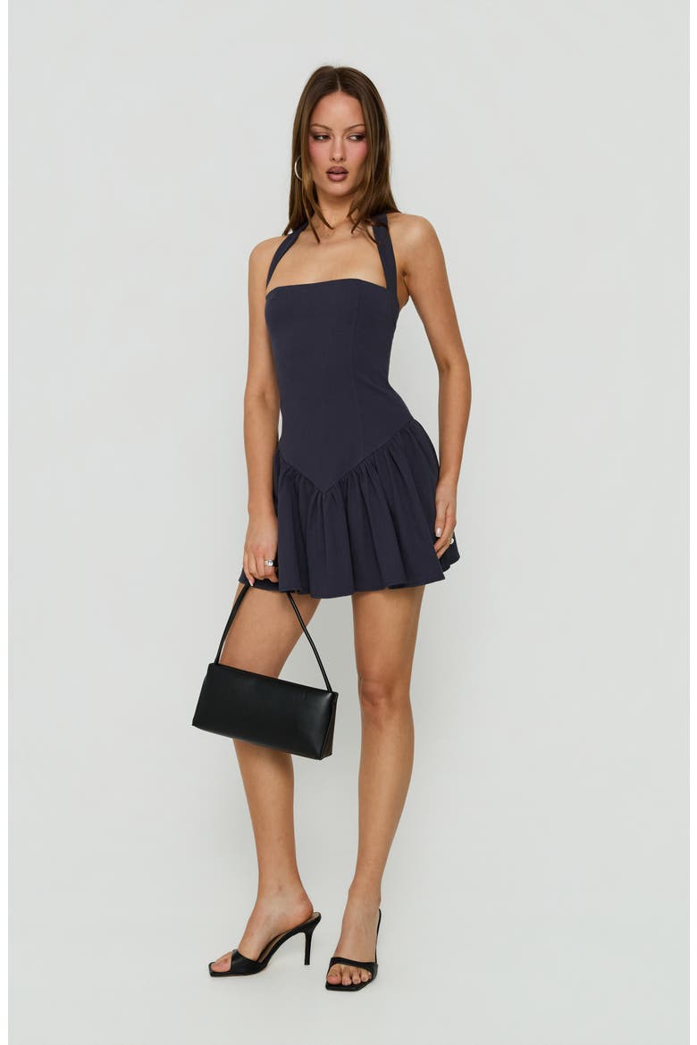 Esatora Halter Flare Minidress, Alternate, color, NAVY
