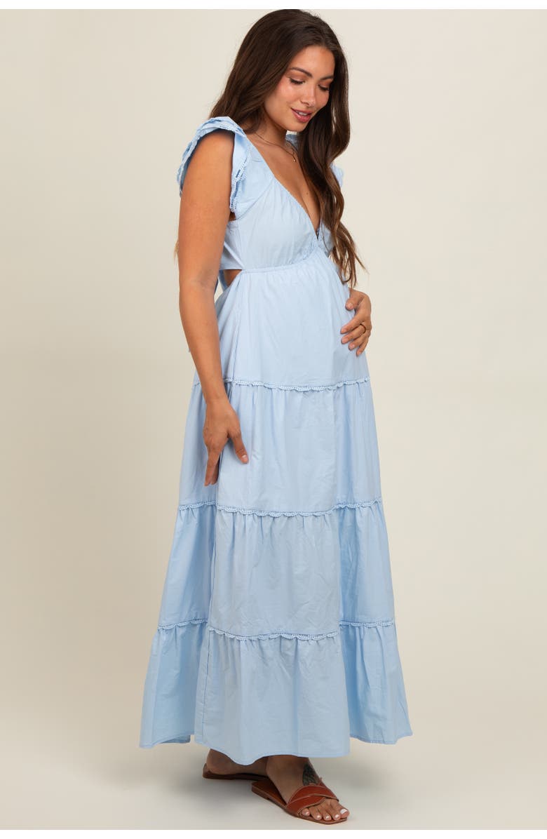 PinkBlush Ruffle Trim Maxi Dress, Alternate, color, Light Blue