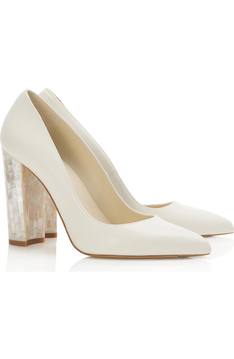 Freya Rose Camille Pointed Toe Pearl Heel Pump, Main, color, Ivory