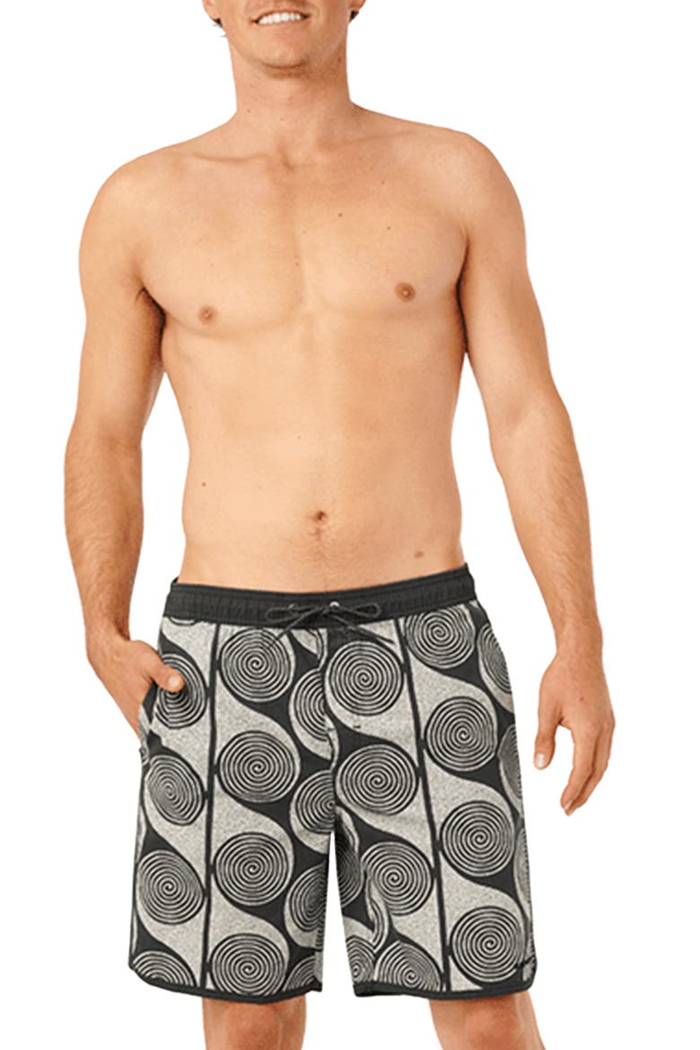 Spiral Volley Swim Trunks, Main, color, WASHED BLACK