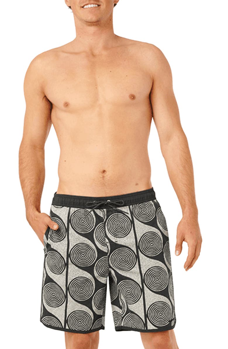 Rip Curl Spiral Volley Swim Trunks, Main, color, Washed Black