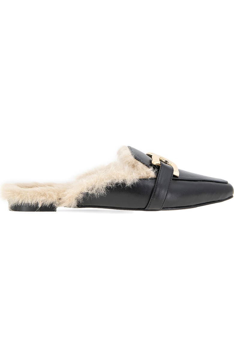 BCBGeneration Tara Bit Mule, Alternate, color, Black/Faux Fur