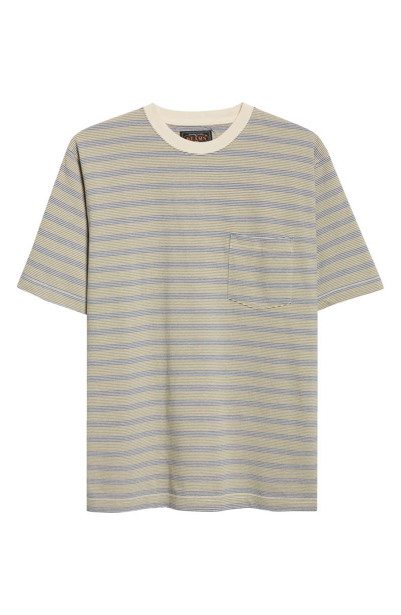 BEAMS Pinstripe Pocket T-Shirt, Main, color, Off White