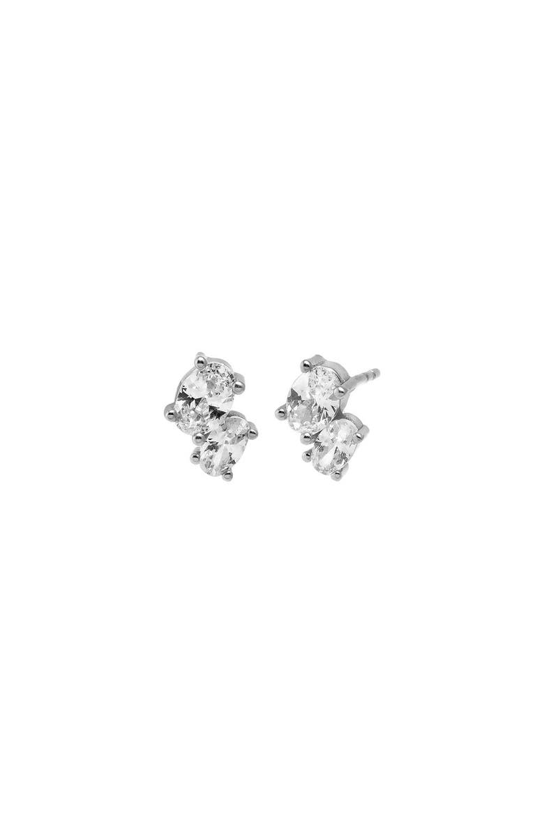 BY ADINA EDEN CZ Double Oval Stud Earring, Main, color, Silver