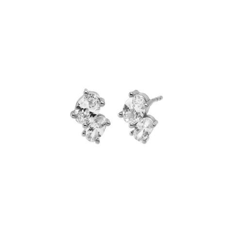 CZ Double Oval Stud Earring