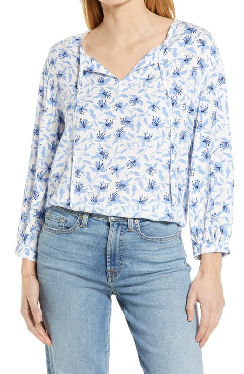 Floral Split Neck Shirt