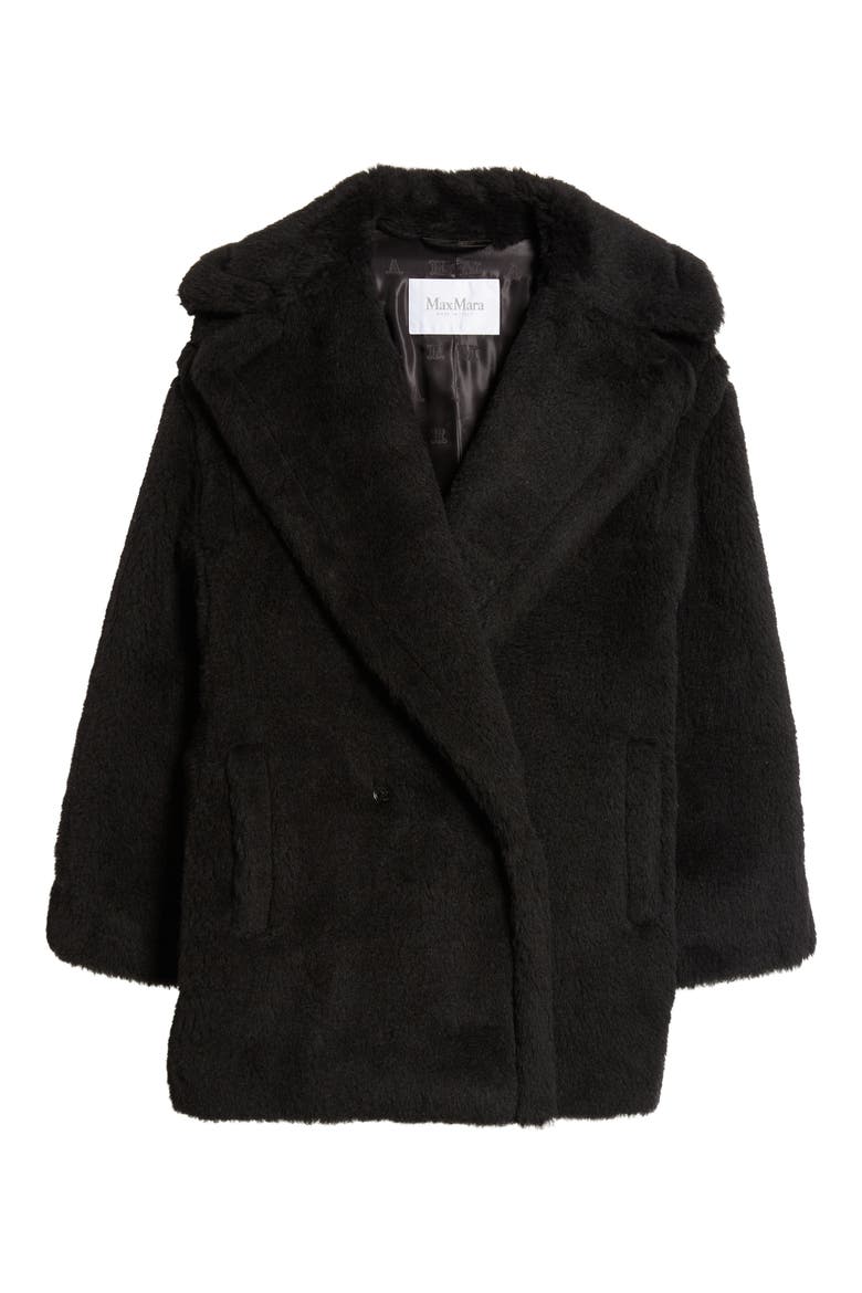 Olga Short Virgin Wool & Cashmere Coat, Alternate, color, BLACK