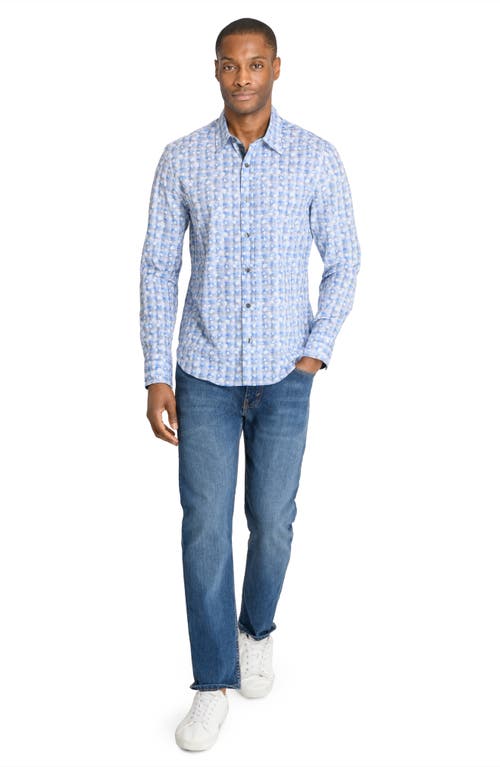 Construct Floral Slim Fit 4-way Stretch Button-up Shirt In Grey