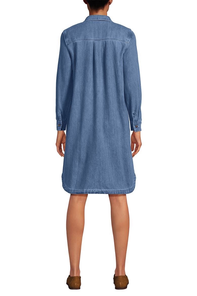 Linen Long Sleeve Button Front Shirt Dress, Alternate, color, Medium Blue Wash