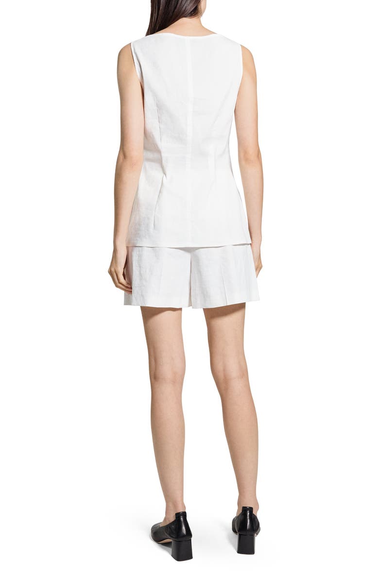 Theory Boatneck Sleeveless Linen Blend Button-Up Shirt, Alternate, color, White