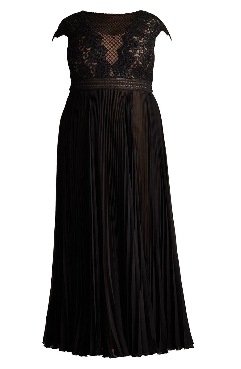 Tadashi Shoji Sequin & Lace Bodice Pleated A-Line Gown, Alternate, color,