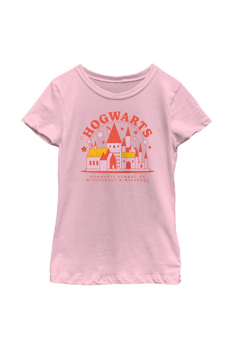 Girl's Harry Potter Cute Starry Hogwarts  Graphic T-Shirt, Main, color, Light Pink