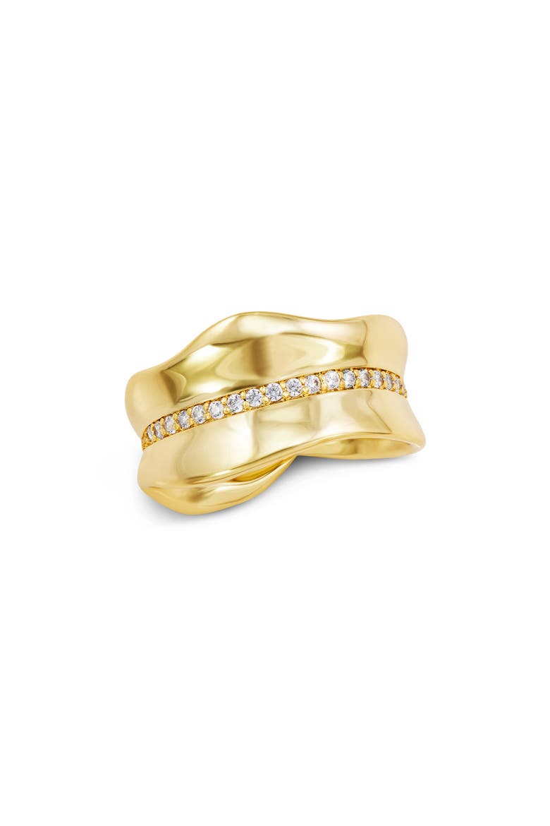 Cubic Zirconia Wavy Band Ring, Main, color, YELLOW