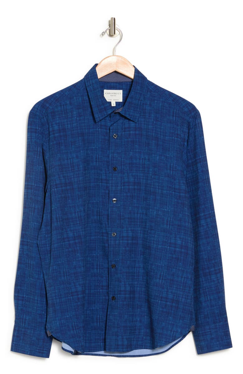 CONSTRUCT Slim Fit Four-Way Stretch Performance Chambray Button-Up Shirt, Alternate, color, Navy Chambray