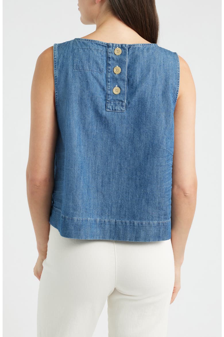 Denim Sleeveless Shell, Alternate, color, DISTRESSED INDIGO WASHED DENIM
