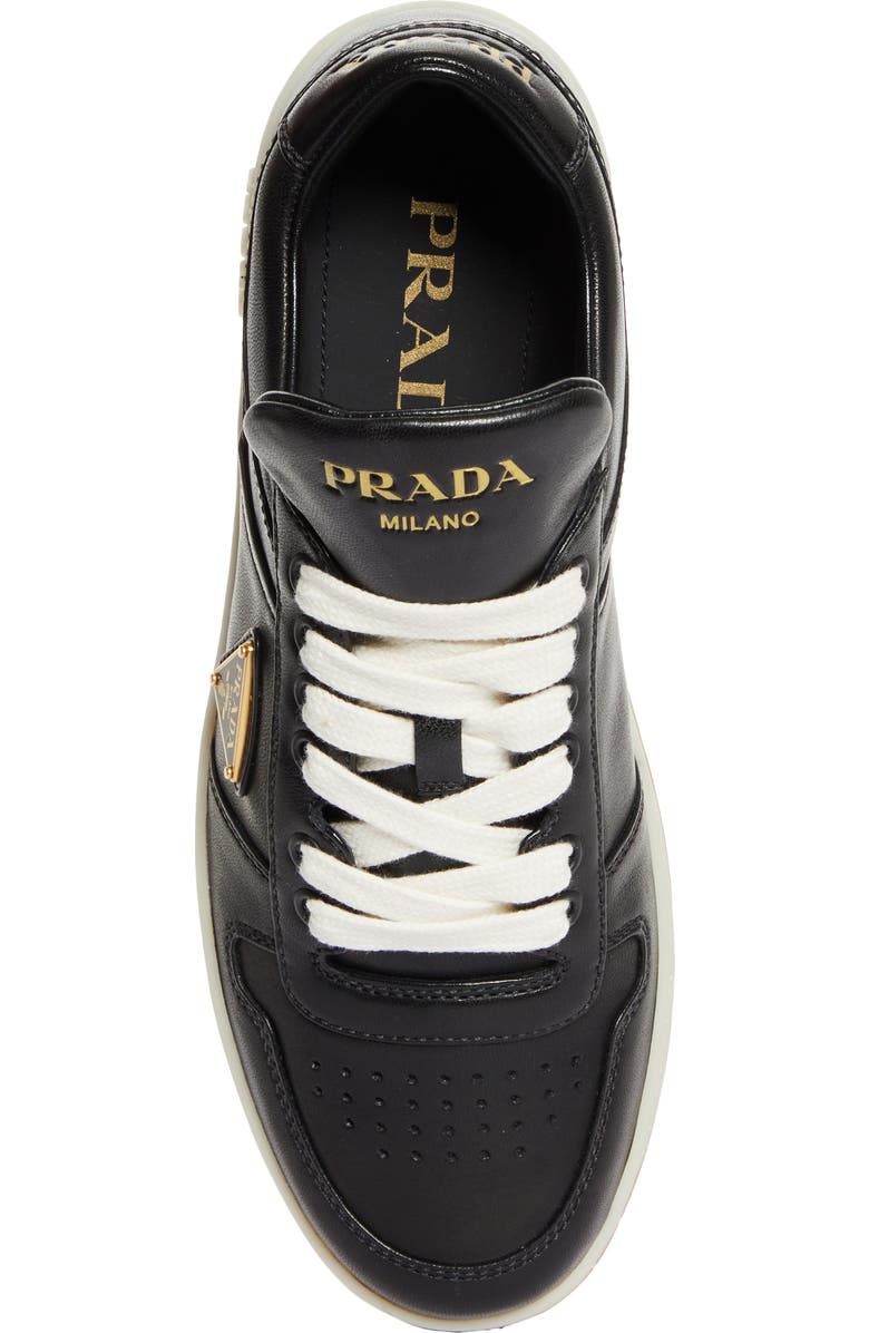 Prada Downtown Leather Sneaker, Alternate, color, Nero