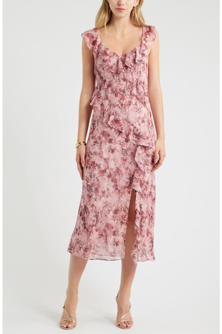 Ruffle Midi Dress, Main, color, PINK SUSIE PATCHWORK