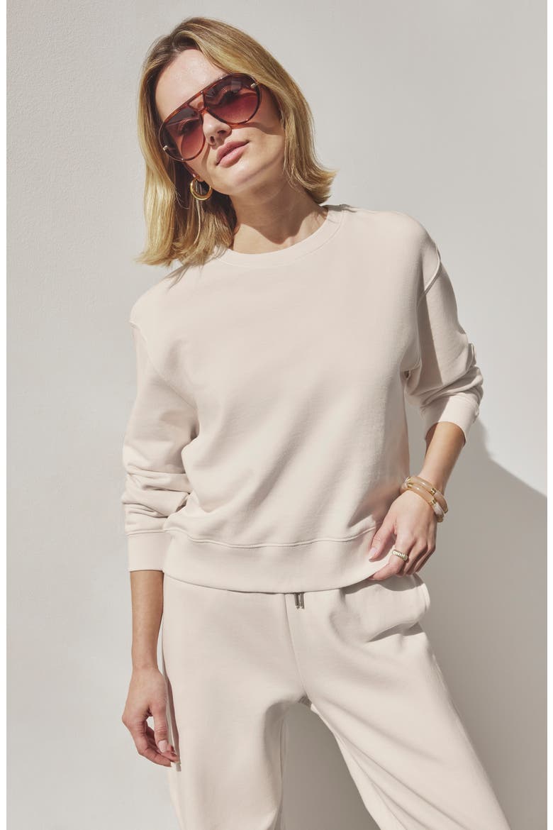 Laguna Lounge Cotton Crewneck Sweater, Alternate, color, MOONSTONE WHITE