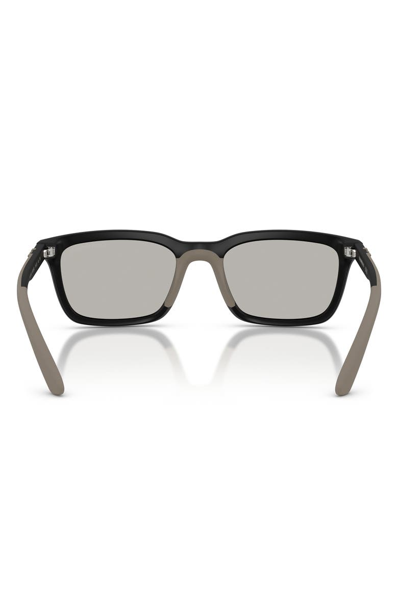 Emporio Armani 55mm Rectangle Sunglasses, Alternate, color, Black / Grey Flash Silver