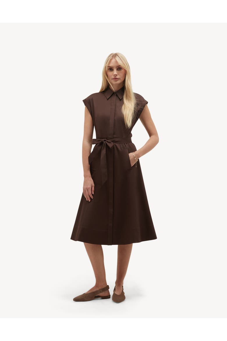 Kristen Belted Shirt Dress, Main, color, Alderbrown