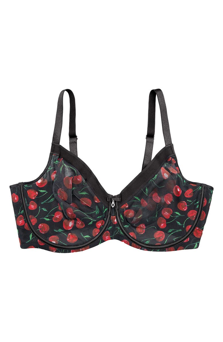 Curvy Couture Sheer Mesh Underwire Unlined Bra, Alternate, color, Cherry Pop