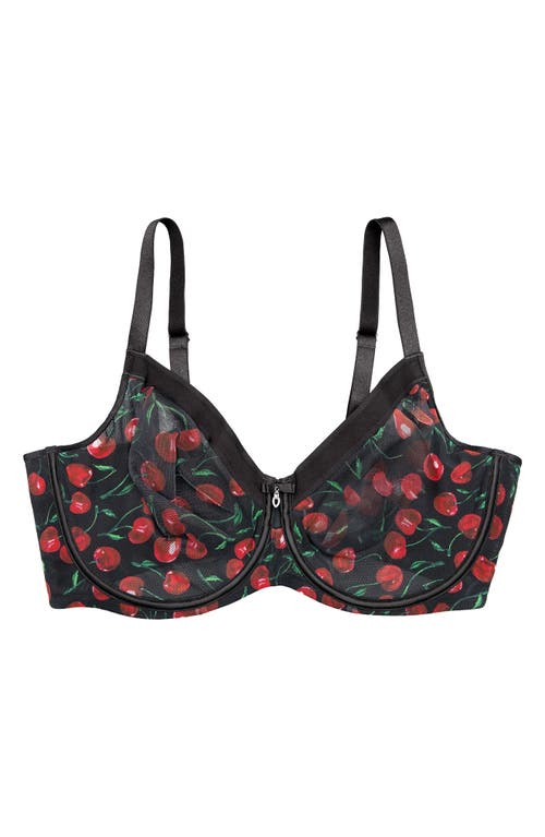 Curvy Couture Full Figure Mesh Underwire Bra In Red