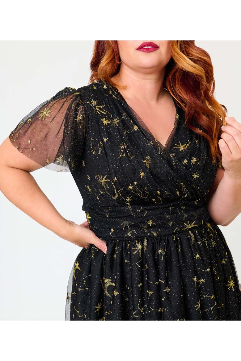 Plus Size Midori Swing Dress, Alternate, color, Black Celestial Print