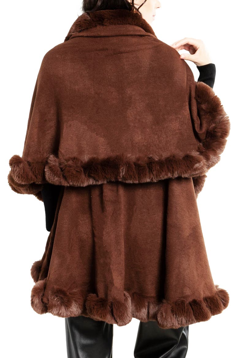 Tiered Faux Fur Cardigan, Alternate, color, BROWN