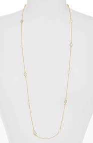 Kiara by Ki-ele Ella Freshwater Pearl & Aquamarine Station Necklace